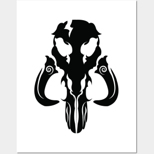 Mando Mythosaur Skull Black Posters and Art